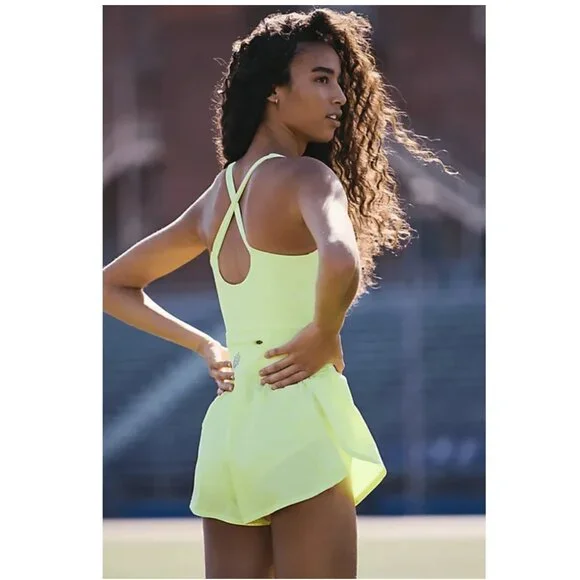 NWOT Free People Movement X Free People Righteous Runsie in Sour Citrus - Picture 3 of 10